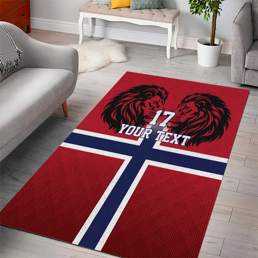 Custom Norway Football Area Rug Lion Sporty Style