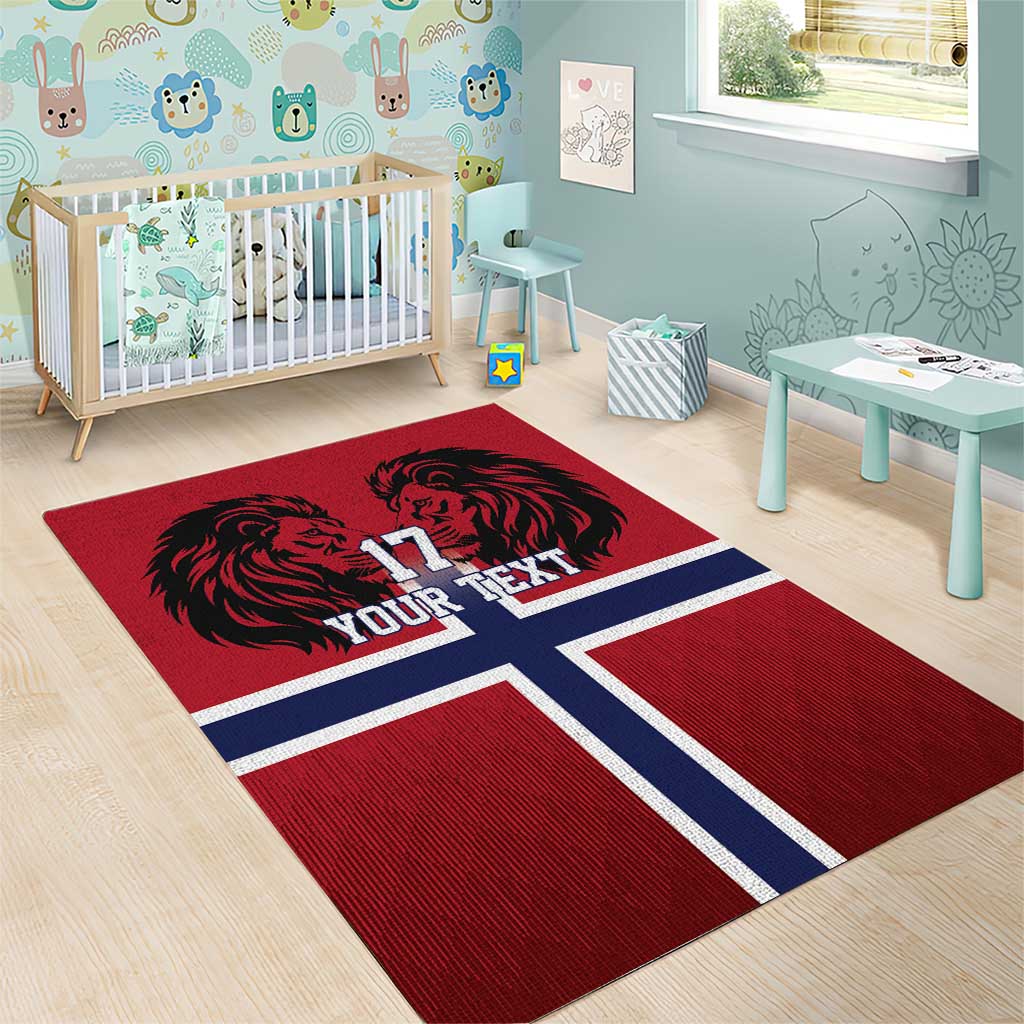 Custom Norway Football Area Rug Lion Sporty Style