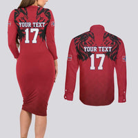 Custom Norway Football Couples Matching Long Sleeve Bodycon Dress and Long Sleeve Button Shirt Lion Sporty Style