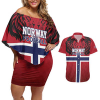 Custom Norway Football Couples Matching Off Shoulder Short Dress and Hawaiian Shirt Lion Sporty Style