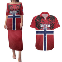 Custom Norway Football Couples Matching Puletasi and Hawaiian Shirt Lion Sporty Style