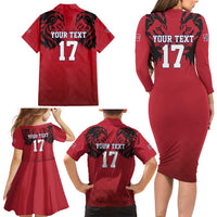 Custom Norway Football Family Matching Long Sleeve Bodycon Dress and Hawaiian Shirt Lion Sporty Style