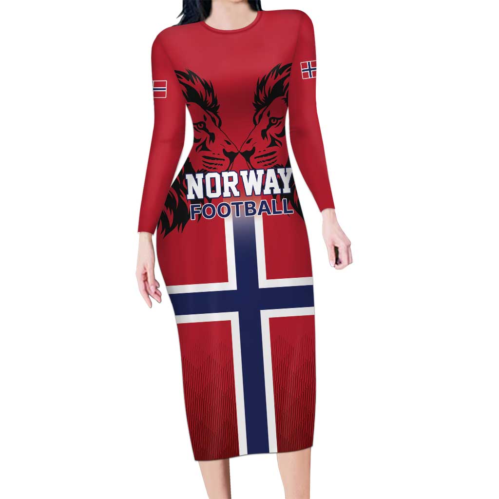 Custom Norway Football Family Matching Long Sleeve Bodycon Dress and Hawaiian Shirt Lion Sporty Style