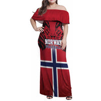 Custom Norway Football Family Matching Off Shoulder Maxi Dress and Hawaiian Shirt Lion Sporty Style
