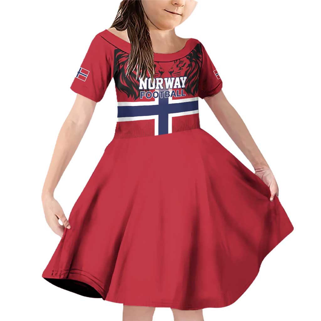 Custom Norway Football Family Matching Off Shoulder Short Dress and Hawaiian Shirt Lion Sporty Style