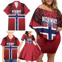 Custom Norway Football Family Matching Off Shoulder Short Dress and Hawaiian Shirt Lion Sporty Style