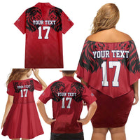 Custom Norway Football Family Matching Off Shoulder Short Dress and Hawaiian Shirt Lion Sporty Style
