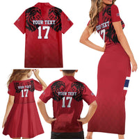 Custom Norway Football Family Matching Short Sleeve Bodycon Dress and Hawaiian Shirt Lion Sporty Style