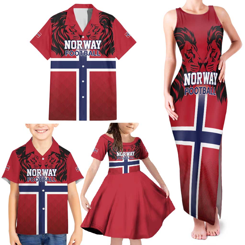 Custom Norway Football Family Matching Tank Maxi Dress and Hawaiian Shirt Lion Sporty Style