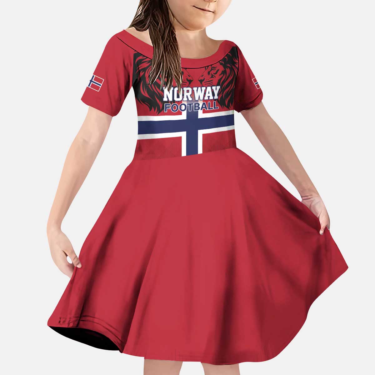 Custom Norway Football Kid Short Sleeve Dress Lion Sporty Style