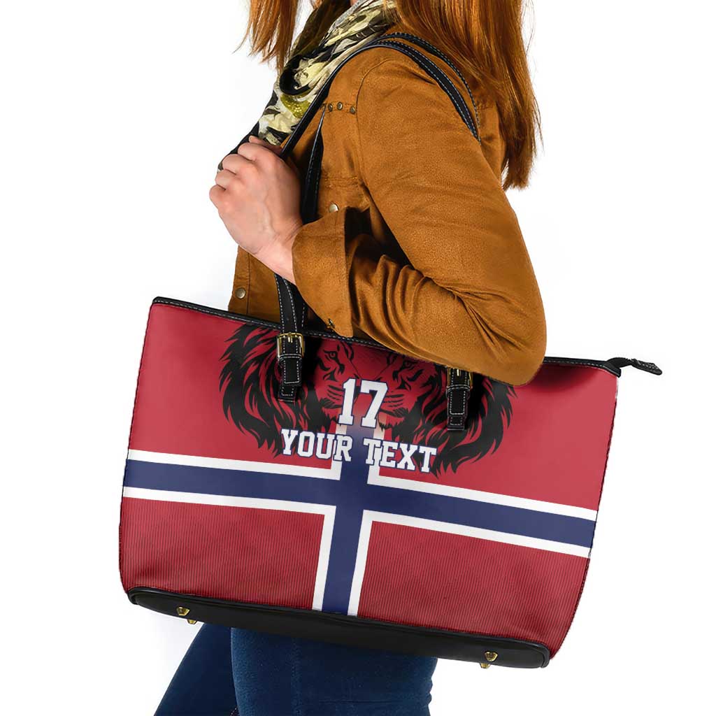 Custom Norway Football Leather Tote Bag Lion Sporty Style