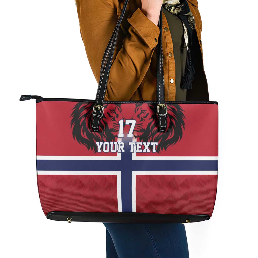 Custom Norway Football Leather Tote Bag Lion Sporty Style