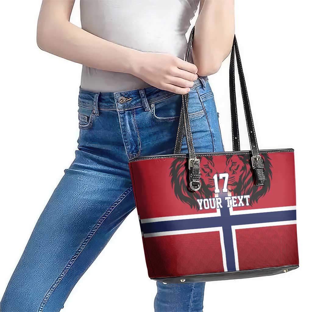 Custom Norway Football Leather Tote Bag Lion Sporty Style