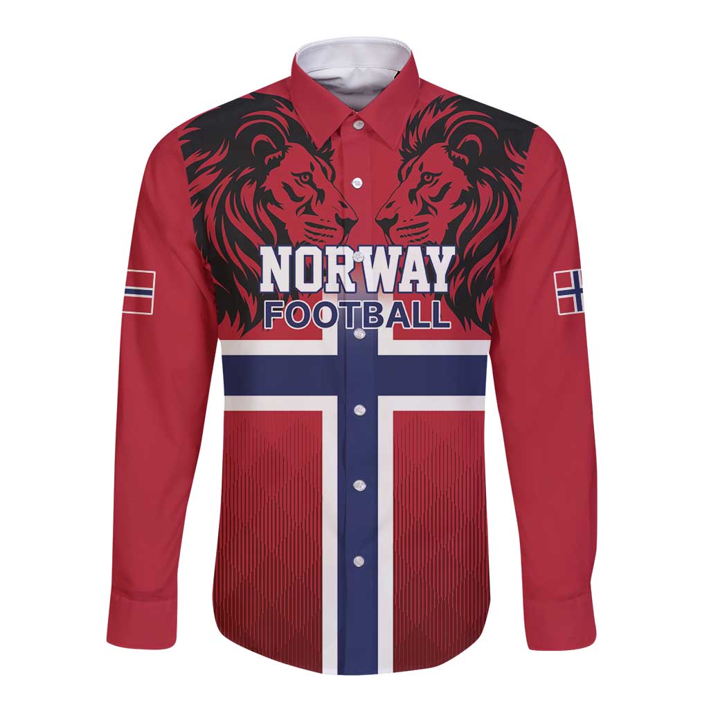 Custom Norway Football Long Sleeve Button Shirt Lion Sporty Style