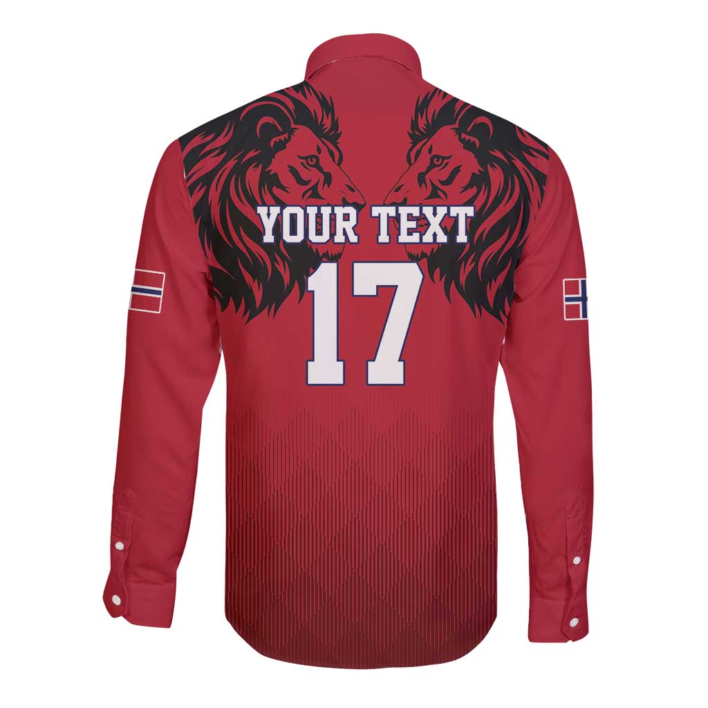 Custom Norway Football Long Sleeve Button Shirt Lion Sporty Style