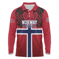 Custom Norway Football Long Sleeve Polo Shirt Lion Sporty Style