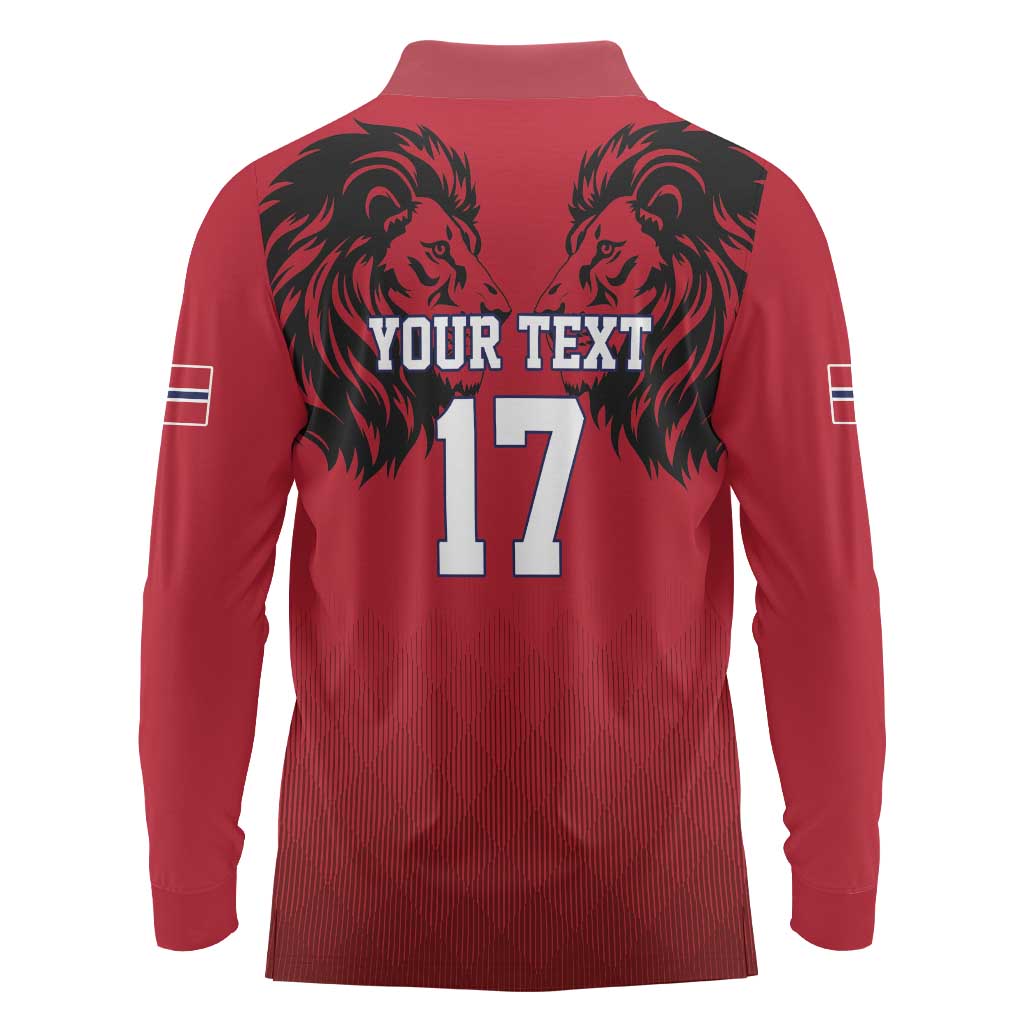 Custom Norway Football Long Sleeve Polo Shirt Lion Sporty Style