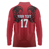 Custom Norway Football Long Sleeve Polo Shirt Lion Sporty Style