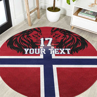 Custom Norway Football Round Carpet Lion Sporty Style