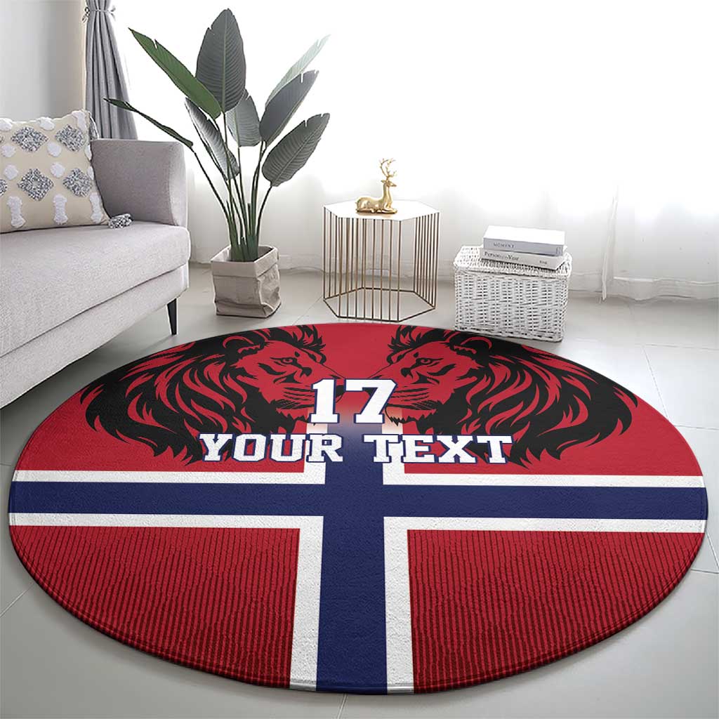 Custom Norway Football Round Carpet Lion Sporty Style