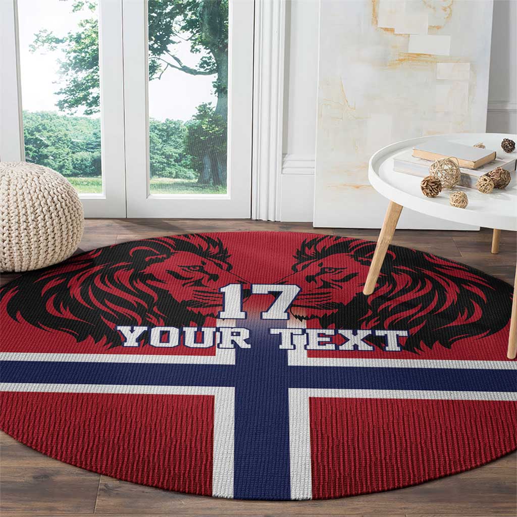 Custom Norway Football Round Carpet Lion Sporty Style