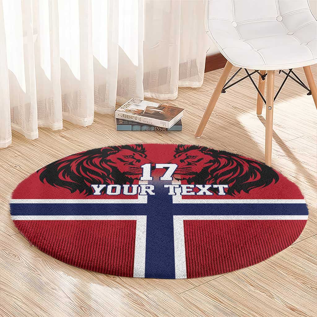 Custom Norway Football Round Carpet Lion Sporty Style