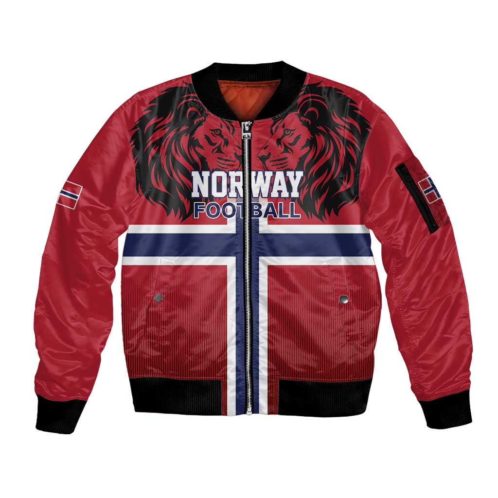 Custom Norway Football Sleeve Zip Bomber Jacket Lion Sporty Style