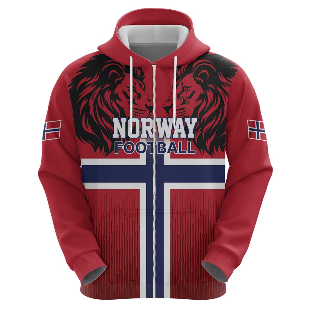 Custom Norway Football Zip Hoodie Lion Sporty Style
