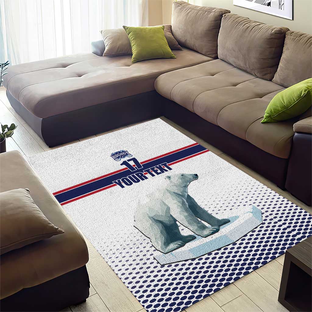 Norway Ice Hockey Custom Area Rug Norge Polar Bears White Style
