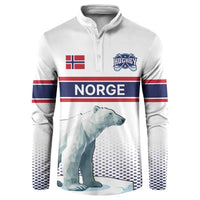 Norway Ice Hockey Custom Button Sweatshirt Norge Polar Bears White Style