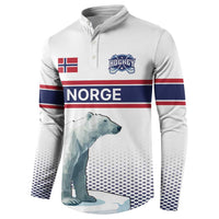 Norway Ice Hockey Custom Button Sweatshirt Norge Polar Bears White Style