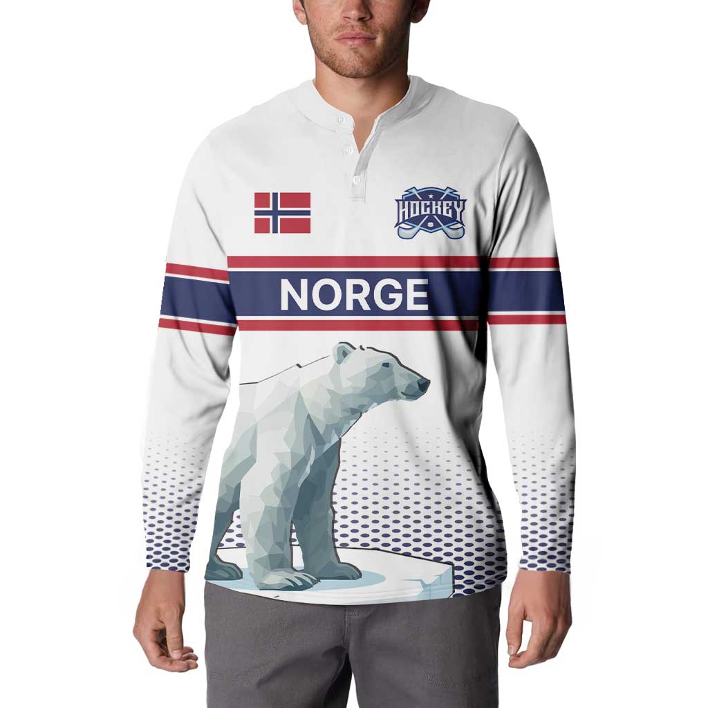 Norway Ice Hockey Custom Button Sweatshirt Norge Polar Bears White Style