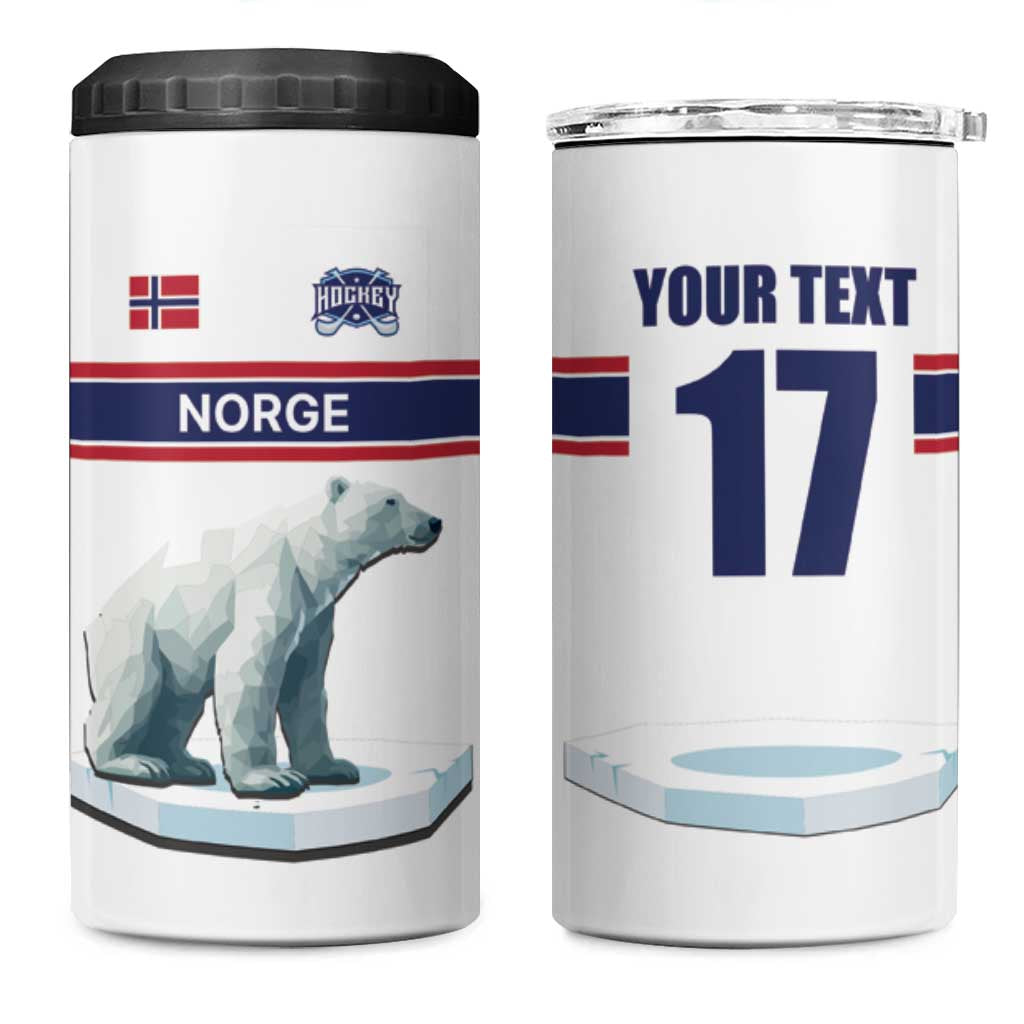 Norway Ice Hockey Custom 4 in 1 Can Cooler Tumbler Norge Polar Bears White Style
