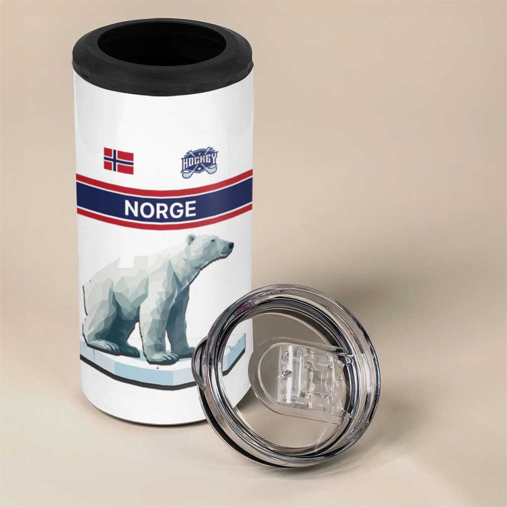 Norway Ice Hockey Custom 4 in 1 Can Cooler Tumbler Norge Polar Bears White Style