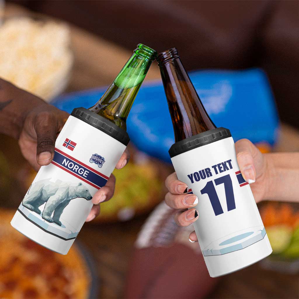 Norway Ice Hockey Custom 4 in 1 Can Cooler Tumbler Norge Polar Bears White Style