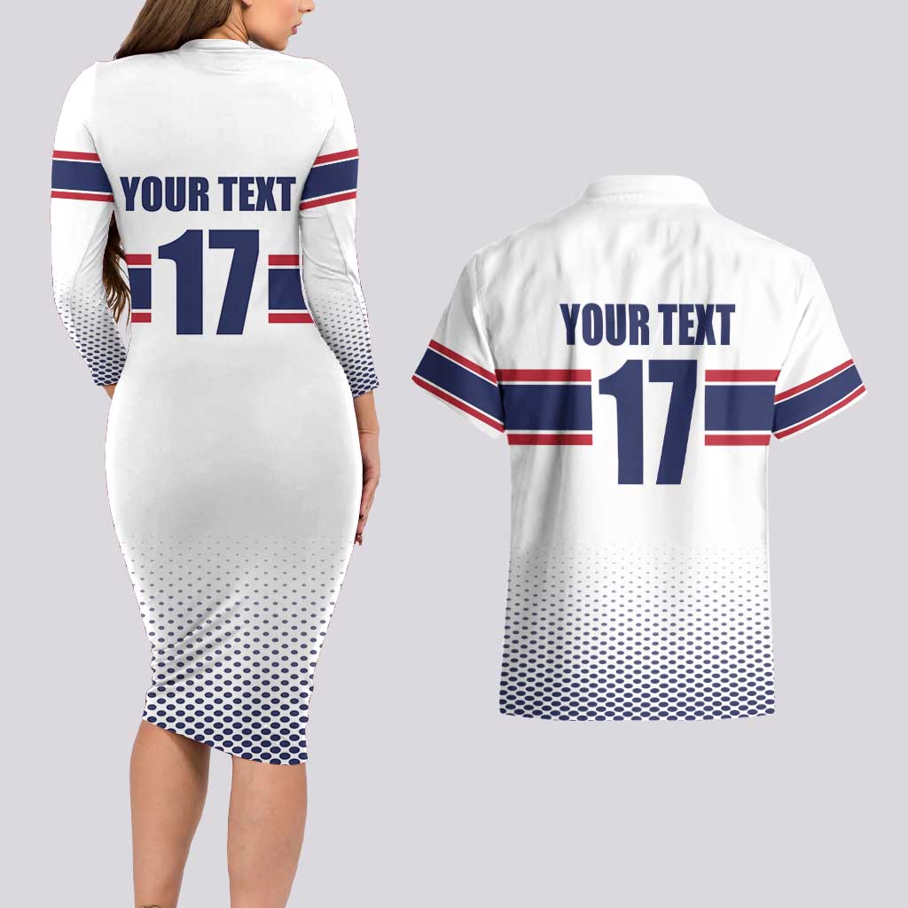 Norway Ice Hockey Custom Couples Matching Long Sleeve Bodycon Dress and Hawaiian Shirt Norge Polar Bears White Style