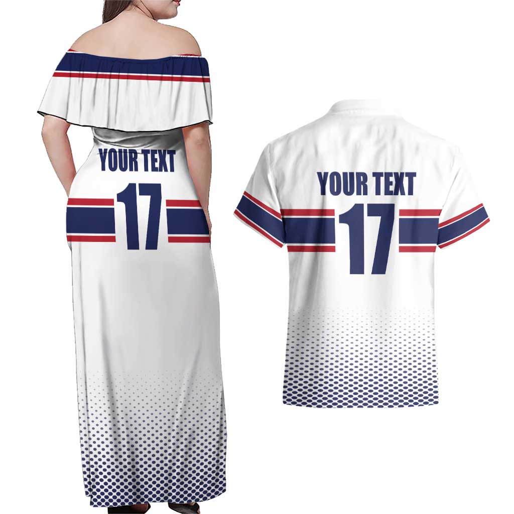 Norway Ice Hockey Custom Couples Matching Off Shoulder Maxi Dress and Hawaiian Shirt Norge Polar Bears White Style