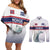 Norway Ice Hockey Custom Couples Matching Off Shoulder Short Dress and Long Sleeve Button Shirt Norge Polar Bears White Style