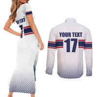 Norway Ice Hockey Custom Couples Matching Short Sleeve Bodycon Dress and Long Sleeve Button Shirt Norge Polar Bears White Style