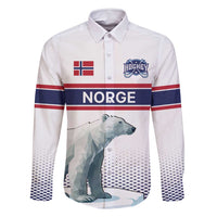 Norway Ice Hockey Custom Family Matching Long Sleeve Bodycon Dress and Hawaiian Shirt Norge Polar Bears White Style