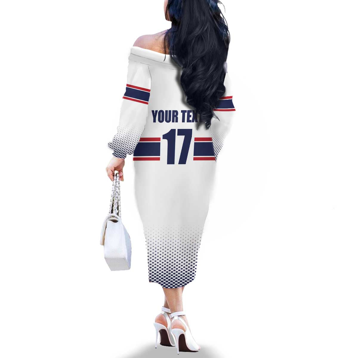 Norway Ice Hockey Custom Family Matching Off The Shoulder Long Sleeve Dress and Hawaiian Shirt Norge Polar Bears White Style