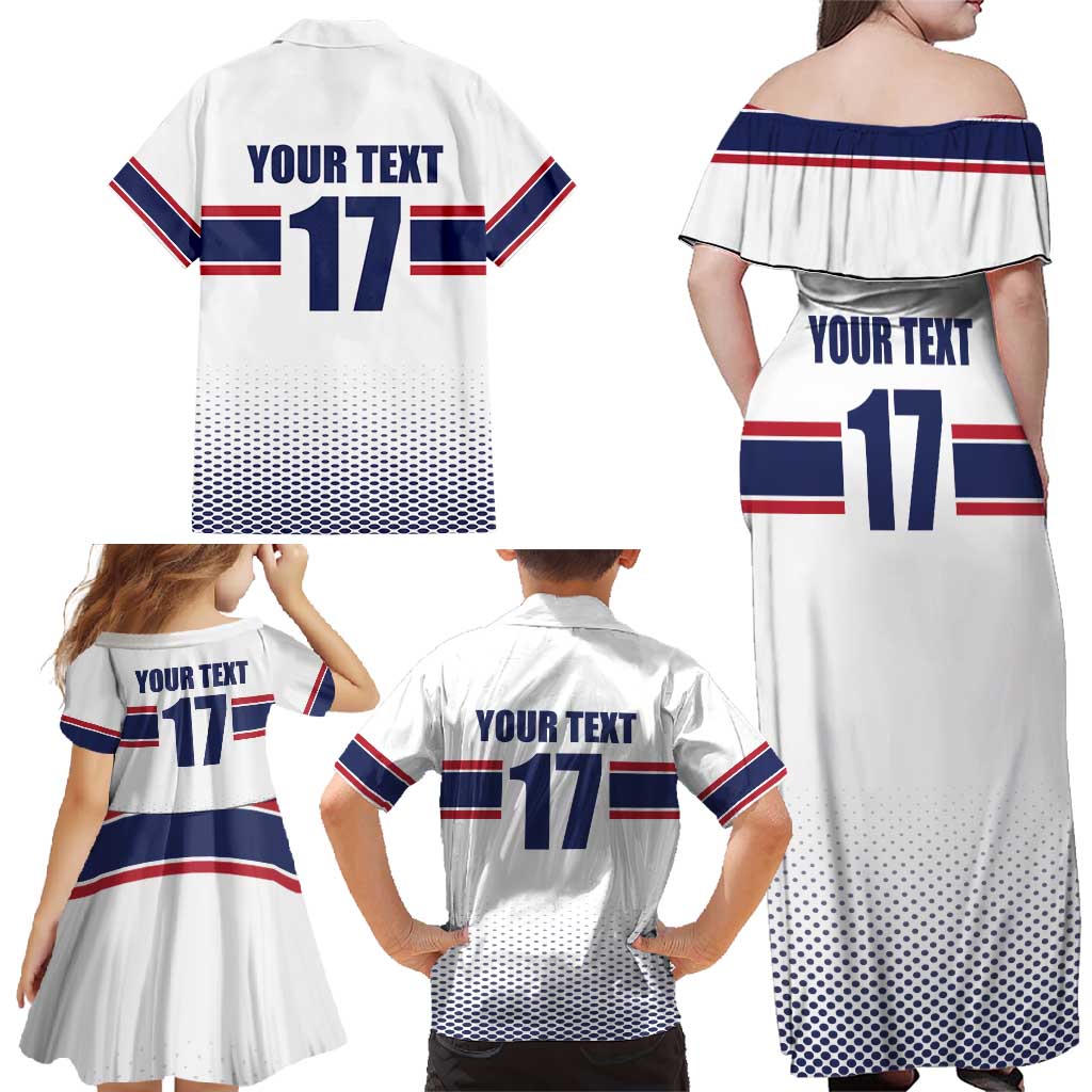 Norway Ice Hockey Custom Family Matching Off Shoulder Maxi Dress and Hawaiian Shirt Norge Polar Bears White Style