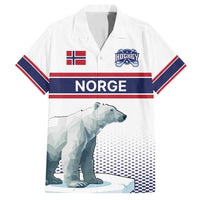Norway Ice Hockey Custom Family Matching Off Shoulder Maxi Dress and Hawaiian Shirt Norge Polar Bears White Style