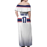 Norway Ice Hockey Custom Family Matching Off Shoulder Maxi Dress and Hawaiian Shirt Norge Polar Bears White Style