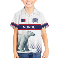 Norway Ice Hockey Custom Family Matching Off Shoulder Short Dress and Hawaiian Shirt Norge Polar Bears White Style