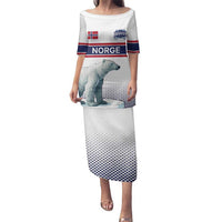 Norway Ice Hockey Custom Family Matching Puletasi and Hawaiian Shirt Norge Polar Bears White Style
