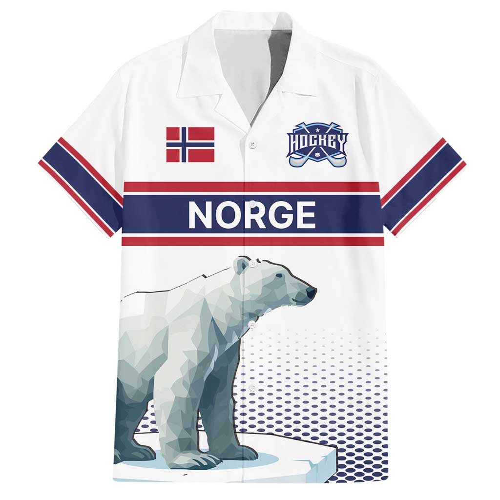 Norway Ice Hockey Custom Family Matching Short Sleeve Bodycon Dress and Hawaiian Shirt Norge Polar Bears White Style