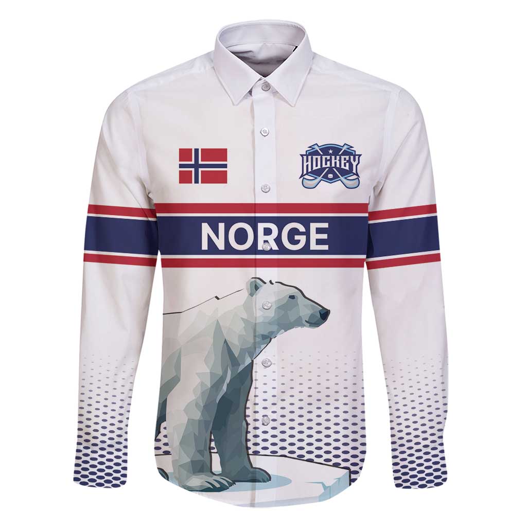 Norway Ice Hockey Custom Family Matching Tank Maxi Dress and Hawaiian Shirt Norge Polar Bears White Style