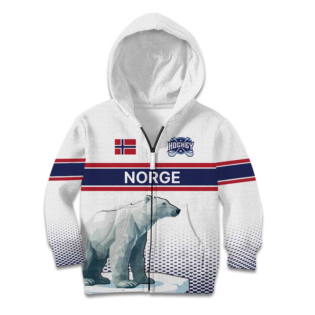 Norway Ice Hockey Custom Kid Hoodie Norge Polar Bears White Style