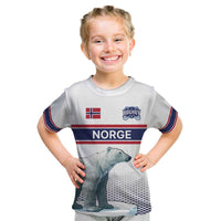 Norway Ice Hockey Custom Kid T Shirt Norge Polar Bears White Style